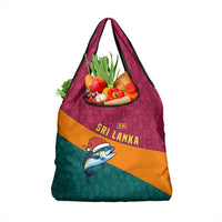 Sri Lanka Christmas Grocery Bag with Santa Hat Fish Ocean Icons and Tri Color Festive Design - Wonder Print Shop