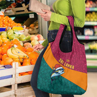 Sri Lanka Christmas Grocery Bag with Santa Hat Fish Ocean Icons and Tri Color Festive Design - Wonder Print Shop