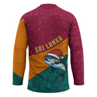 Sri Lanka Christmas Hockey Jersey with Santa Hat Fish Ocean Icons and Tri Color Festive Design - Wonder Print Shop