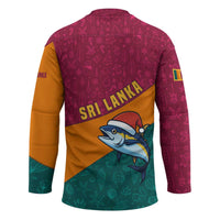 Sri Lanka Christmas Hockey Jersey with Santa Hat Fish Ocean Icons and Tri Color Festive Design - Wonder Print Shop