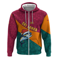 Sri Lanka Christmas Hoodie with Santa Hat Fish Ocean Icons and Tri Color Festive Design - Wonder Print Shop