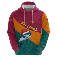 Sri Lanka Christmas Hoodie with Santa Hat Fish Ocean Icons and Tri Color Festive Design - Wonder Print Shop