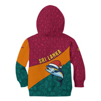 Sri Lanka Christmas Kid Hoodie with Santa Hat Fish Ocean Icons and Tri Color Festive Design - Wonder Print Shop