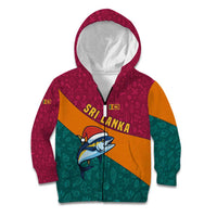 Sri Lanka Christmas Kid Hoodie with Santa Hat Fish Ocean Icons and Tri Color Festive Design - Wonder Print Shop