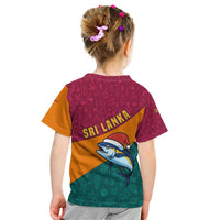 Sri Lanka Christmas Kid T Shirt with Santa Hat Fish Ocean Icons and Tri Color Festive Design - Wonder Print Shop