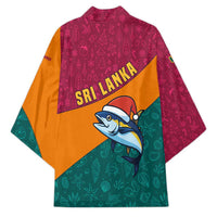 Sri Lanka Christmas Kimono with Santa Hat Fish Ocean Icons and Tri Color Festive Design - Wonder Print Shop