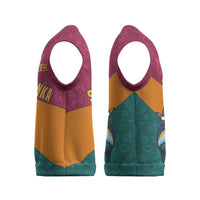 Sri Lanka Christmas Knitted V-Neck Vest with Santa Hat Fish Ocean Icons and Tri Color Festive Design - Wonder Print Shop