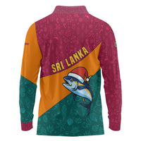 Sri Lanka Christmas Long Sleeve Polo Shirt with Santa Hat Fish Ocean Icons and Tri Color Festive Design - Wonder Print Shop