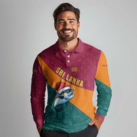 Sri Lanka Christmas Long Sleeve Polo Shirt with Santa Hat Fish Ocean Icons and Tri Color Festive Design - Wonder Print Shop