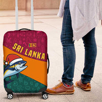 Sri Lanka Christmas Luggage Cover with Santa Hat Fish Ocean Icons and Tri Color Festive Design - Wonder Print Shop