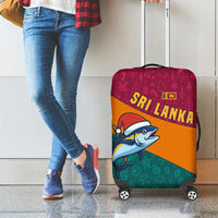 Sri Lanka Christmas Luggage Cover with Santa Hat Fish Ocean Icons and Tri Color Festive Design - Wonder Print Shop
