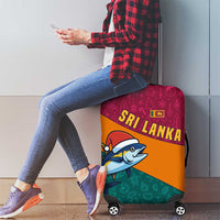 Sri Lanka Christmas Luggage Cover with Santa Hat Fish Ocean Icons and Tri Color Festive Design - Wonder Print Shop