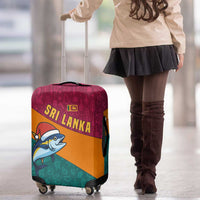Sri Lanka Christmas Luggage Cover with Santa Hat Fish Ocean Icons and Tri Color Festive Design - Wonder Print Shop