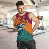 Sri Lanka Christmas Men Tank Top with Santa Hat Fish Ocean Icons and Tri Color Festive Design - Wonder Print Shop