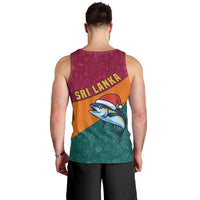 Sri Lanka Christmas Men Tank Top with Santa Hat Fish Ocean Icons and Tri Color Festive Design - Wonder Print Shop