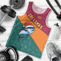 Sri Lanka Christmas Men Tank Top with Santa Hat Fish Ocean Icons and Tri Color Festive Design - Wonder Print Shop