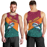 Sri Lanka Christmas Men Tank Top with Santa Hat Fish Ocean Icons and Tri Color Festive Design - Wonder Print Shop
