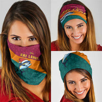 Sri Lanka Christmas Neck Gaiter with Santa Hat Fish Ocean Icons and Tri Color Festive Design - Wonder Print Shop