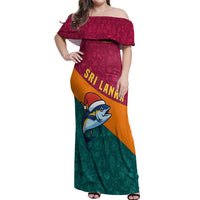 Sri Lanka Christmas Off Shoulder Maxi Dress with Santa Hat Fish Ocean Icons and Tri Color Festive Design - Wonder Print Shop