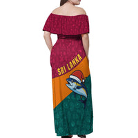 Sri Lanka Christmas Off Shoulder Maxi Dress with Santa Hat Fish Ocean Icons and Tri Color Festive Design - Wonder Print Shop