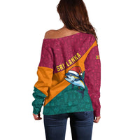 Sri Lanka Christmas Off Shoulder Sweater with Santa Hat Fish Ocean Icons and Tri Color Festive Design - Wonder Print Shop