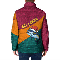 Sri Lanka Christmas Padded Jacket with Santa Hat Fish Ocean Icons and Tri Color Festive Design - Wonder Print Shop
