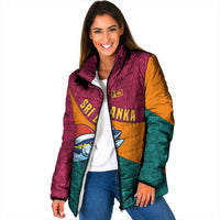 Sri Lanka Christmas Padded Jacket with Santa Hat Fish Ocean Icons and Tri Color Festive Design - Wonder Print Shop