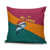 Sri Lanka Christmas Pillow Cover with Santa Hat Fish Ocean Icons and Tri Color Festive Design - Wonder Print Shop