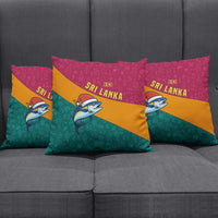 Sri Lanka Christmas Pillow Cover with Santa Hat Fish Ocean Icons and Tri Color Festive Design - Wonder Print Shop