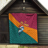 Sri Lanka Christmas Quilt with Santa Hat Fish Ocean Icons and Tri Color Festive Design - Wonder Print Shop