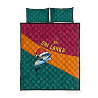 Sri Lanka Christmas Quilt Bed Set with Santa Hat Fish Ocean Icons and Tri Color Festive Design - Wonder Print Shop