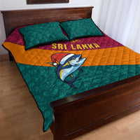 Sri Lanka Christmas Quilt Bed Set with Santa Hat Fish Ocean Icons and Tri Color Festive Design - Wonder Print Shop