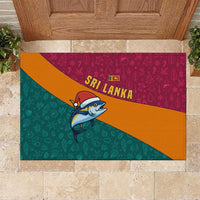 Sri Lanka Christmas Rubber Doormat with Santa Hat Fish Ocean Icons and Tri Color Festive Design - Wonder Print Shop