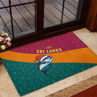 Sri Lanka Christmas Rubber Doormat with Santa Hat Fish Ocean Icons and Tri Color Festive Design - Wonder Print Shop