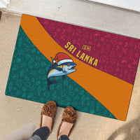 Sri Lanka Christmas Rubber Doormat with Santa Hat Fish Ocean Icons and Tri Color Festive Design - Wonder Print Shop