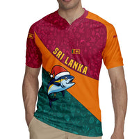 Sri Lanka Christmas Rugby Jersey with Santa Hat Fish Ocean Icons and Tri Color Festive Design - Wonder Print Shop