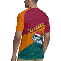 Sri Lanka Christmas Rugby Jersey with Santa Hat Fish Ocean Icons and Tri Color Festive Design - Wonder Print Shop