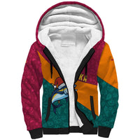 Sri Lanka Christmas Sherpa Hoodie with Santa Hat Fish Ocean Icons and Tri Color Festive Design - Wonder Print Shop