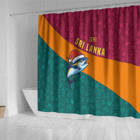 Sri Lanka Christmas Shower Curtain with Santa Hat Fish Ocean Icons and Tri Color Festive Design - Wonder Print Shop