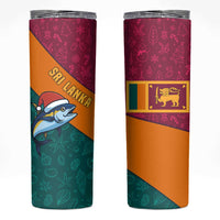 Sri Lanka Christmas Skinny Tumbler with Santa Hat Fish Ocean Icons and Tri Color Festive Design - Wonder Print Shop