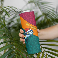 Sri Lanka Christmas Skinny Tumbler with Santa Hat Fish Ocean Icons and Tri Color Festive Design - Wonder Print Shop