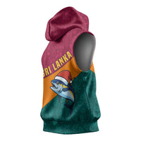 Sri Lanka Christmas Sleeveless Hoodie with Santa Hat Fish Ocean Icons and Tri Color Festive Design - Wonder Print Shop