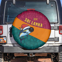 Sri Lanka Christmas Spare Tire Cover with Santa Hat Fish Ocean Icons and Tri Color Festive Design - Wonder Print Shop