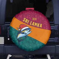 Sri Lanka Christmas Spare Tire Cover with Santa Hat Fish Ocean Icons and Tri Color Festive Design - Wonder Print Shop