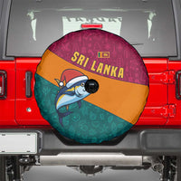Sri Lanka Christmas Spare Tire Cover with Santa Hat Fish Ocean Icons and Tri Color Festive Design - Wonder Print Shop
