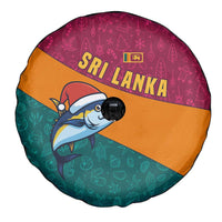 Sri Lanka Christmas Spare Tire Cover with Santa Hat Fish Ocean Icons and Tri Color Festive Design - Wonder Print Shop