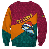 Sri Lanka Christmas Sweatshirt with Santa Hat Fish Ocean Icons and Tri Color Festive Design - Wonder Print Shop