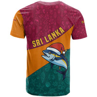 Sri Lanka Christmas T Shirt with Santa Hat Fish Ocean Icons and Tri Color Festive Design - Wonder Print Shop