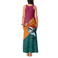 Sri Lanka Christmas Tank Maxi Dress with Santa Hat Fish Ocean Icons and Tri Color Festive Design - Wonder Print Shop