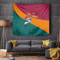 Sri Lanka Christmas Tapestry with Santa Hat Fish Ocean Icons and Tri Color Festive Design - Wonder Print Shop